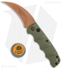 Boker Desert Warrior Kalashnikov Hawkbill Automatic Knife OD Green (Copper) -Boker Sales Store Boker Desert Warrior Kalashnikov Hawkbill Auto OD Green Copper 01KALS69NSOI BHQ 103273 jr bottlecap
