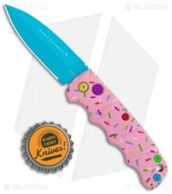 Boker Mini Dessert Warrior Kalashnikov Dagger Automatic Knife (2.5" Blue) Donut -Boker Sales Store Boker Desert Warrior Mini Kalashnikov Dagger Auto Blue Donut BHQ 113886 jr bottlecap