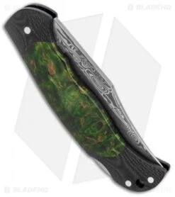 Boker Junior Scout Lightweight Damascus Green Curly Birch (2.75" Damascus) -Boker Sales Store Boker Junior Scout Lightweight Green Curly Birch Damascus 118119DAM BHQ 121065 jr side