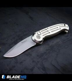 Boker Magnum Drop Point Automatic Knife Champagne (3.25" Bead Blast) 01BO007 -Boker Sales Store Boker Magnum Champagne Automatic Knife Bead Blast Plain BP0065 kp