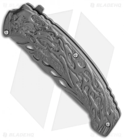 Boker Magnum Liner Lock Knife Gray Flaming Skull (3.74" Gray) 01MB733 2 Boker Magnum Liner Lock Knife Gray Flaming Skull (3.74" Gray) 01MB733 - Image 2