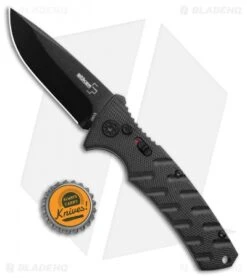 Boker Plus Strike Drop Point Automatic Knife (3.25" Black D2) -Boker Sales Store Boker Plus Strike Bowie Auto Black 01BO433NSOI BHQ 97031 jr bottlecap