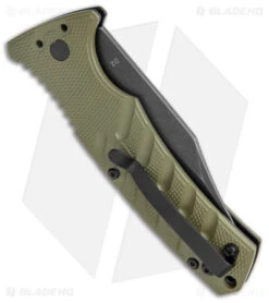 Boker Plus Strike Bowie Automatic Knife OD Green (3.25" Black SW) -Boker Sales Store Boker Plus Strike Bowie Auto OD Green Black Wash BHQ 125301 jr side