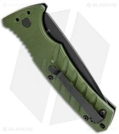 Boker Plus Strike Drop Point Automatic Knife OD Green (3.25" Black D2) -Boker Sales Store Boker Plus Strike DP Auto OD Green Black BHQ 97033 jr side