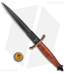 Boker Plus V-42 Devil's Brigade Fixed Blade Knife Leather (7" Black) 02BO1942 -Boker Sales Store Boker Plus V 42 Devils Brigade Wood Black BHQ 135693 jr bottlecap